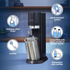 SodaStream E-Duo assembled kit in black on countertop