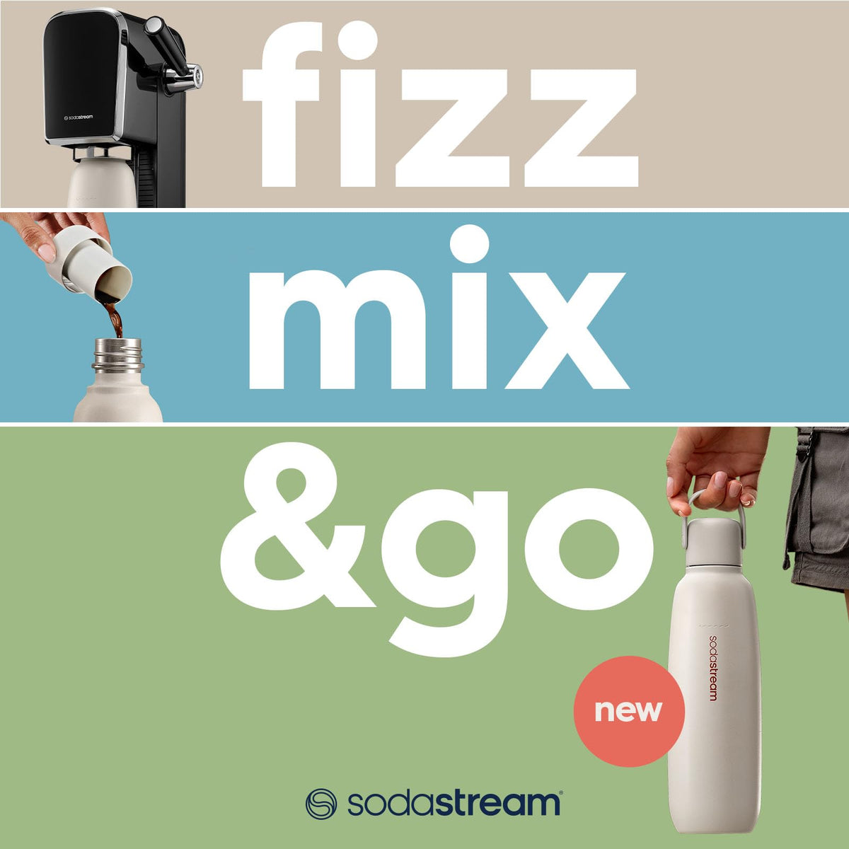 SodaStream Fizz & Go Cool bottle cap close-up on stainless lid