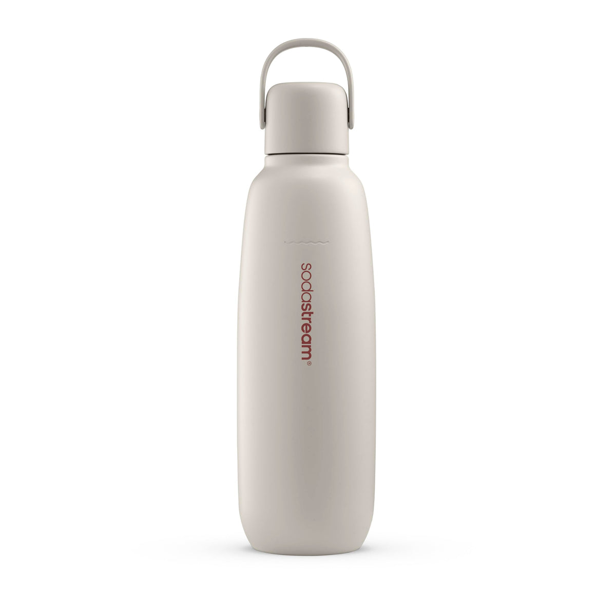 SodaStream Fizz & Go Cool bottle Sand front view showcasing all-metal design and durability
