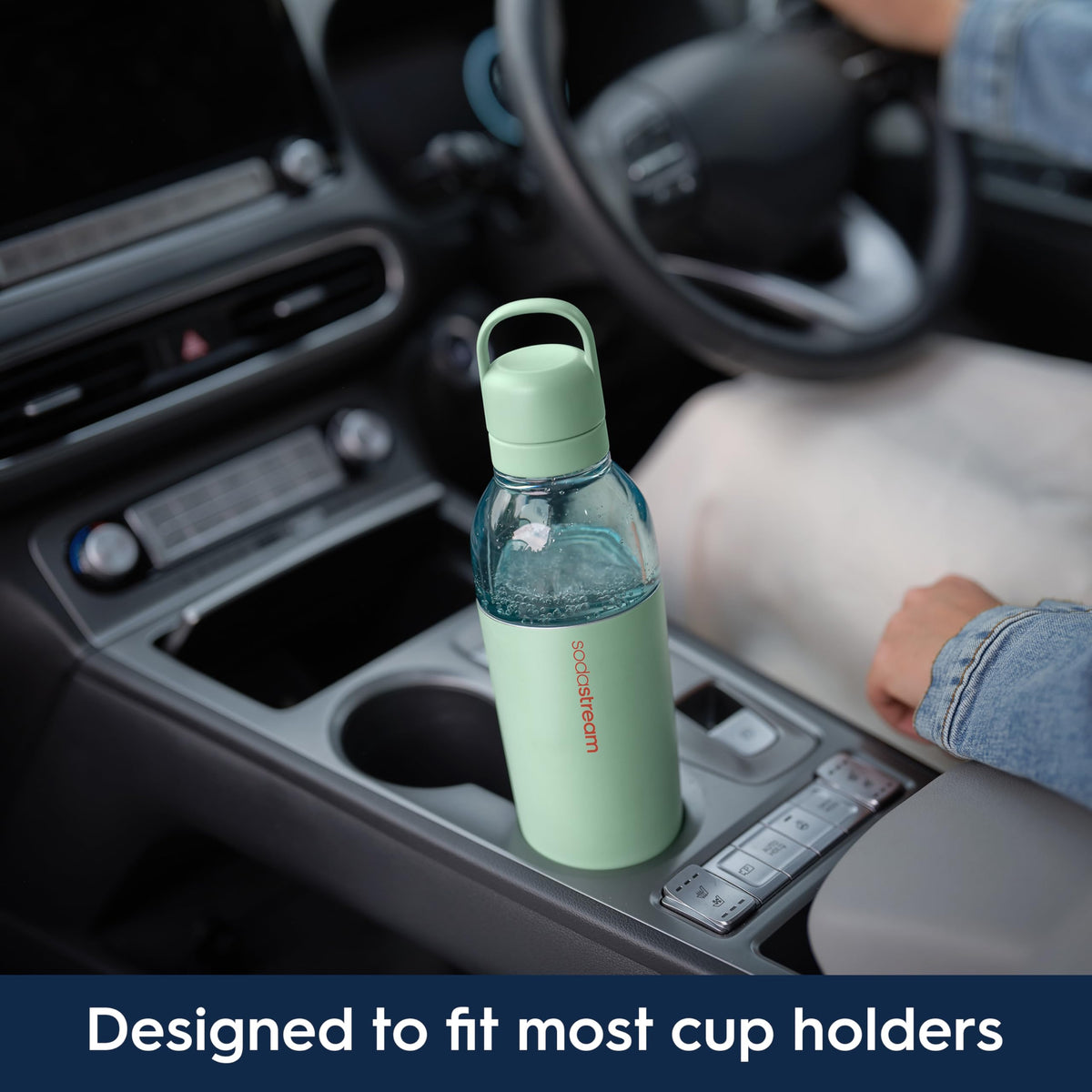 SodaStream Fizz & Go Easy Mix mint bottle fits most car cupholders for easy commuting
