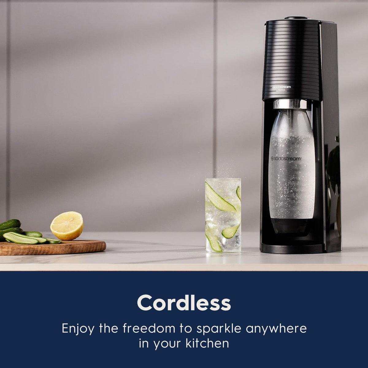 SodaStream snap-lock bottle insertion speeds up carbonation.