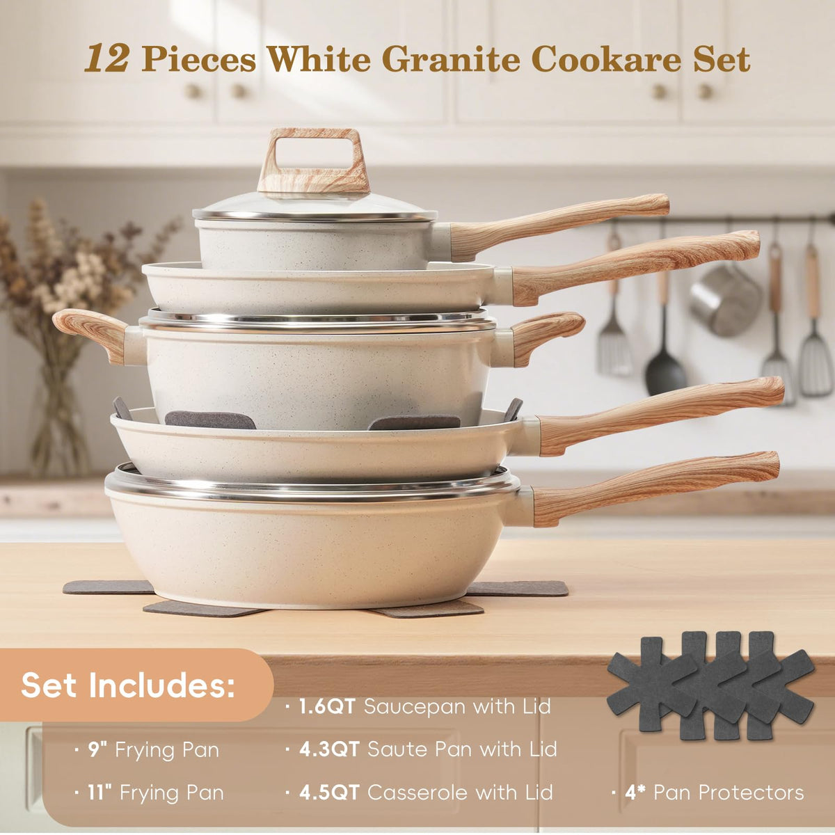 SODAY saute pan with durable granite coating for smooth sautéing