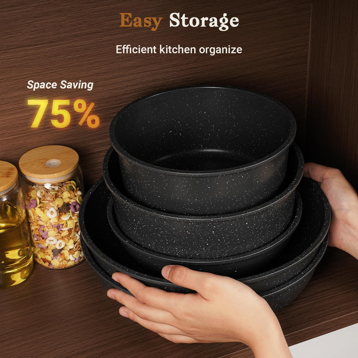 SODAY stackable design saves cabinet space for compact kitchens.
