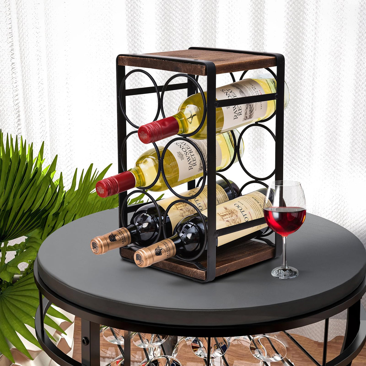 SODUKU Rustic Wood Countertop Wine Rack dimensions 7.88 in L × 7.50 in W × 13.60 in H.