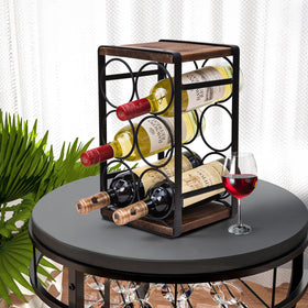 SODUKU Rustic Wood Countertop Wine Rack dimensions 7.88 in L × 7.50 in W × 13.60 in H.