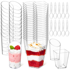 Soelomu 5oz square dessert cup ideal for stylish parfaits and layered desserts.
