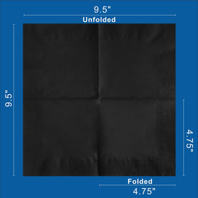 Sofkii black cocktail napkins folded to 4.75x4.75 inches for elegant place settings.