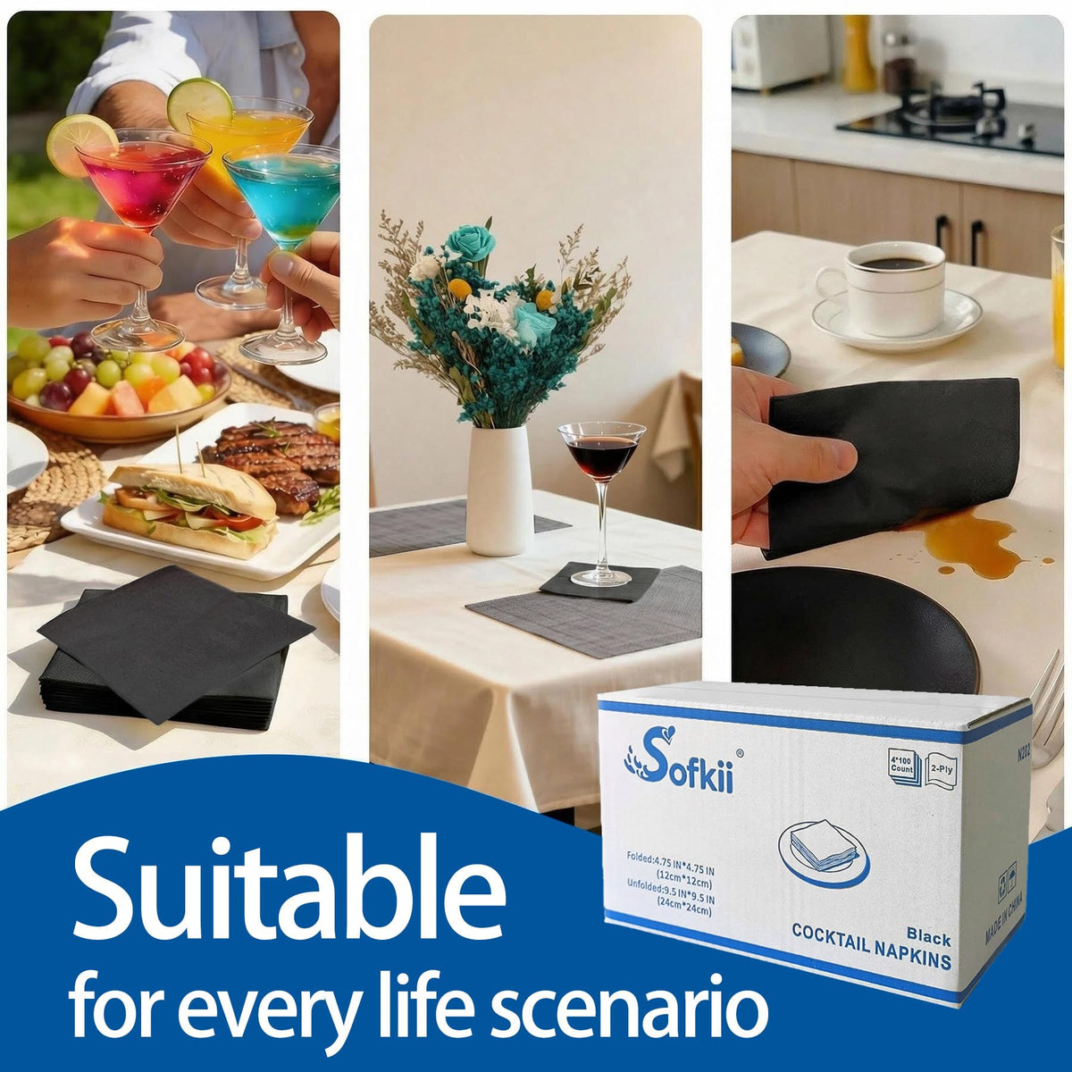 Sofkii napkins stored in sturdy box for hygienic self-service.