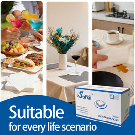 Sofkii sturdy box packaging keeps napkins clean and stored.
