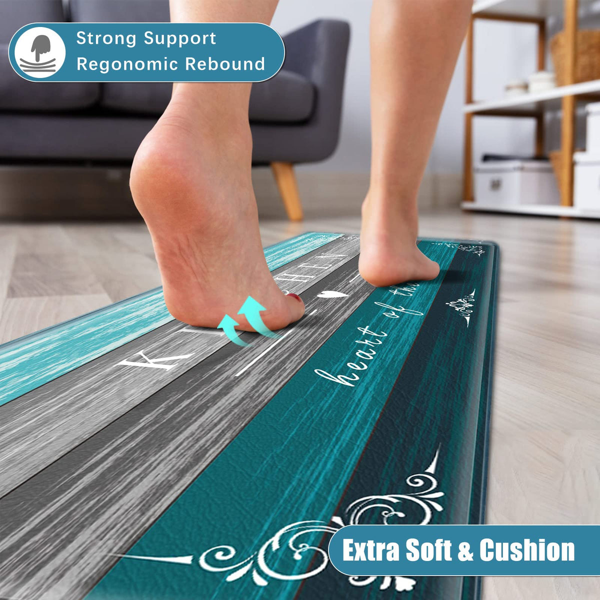 Sofort farmhouse anti-fatigue mat 17x47 cushions long kitchen tasks.