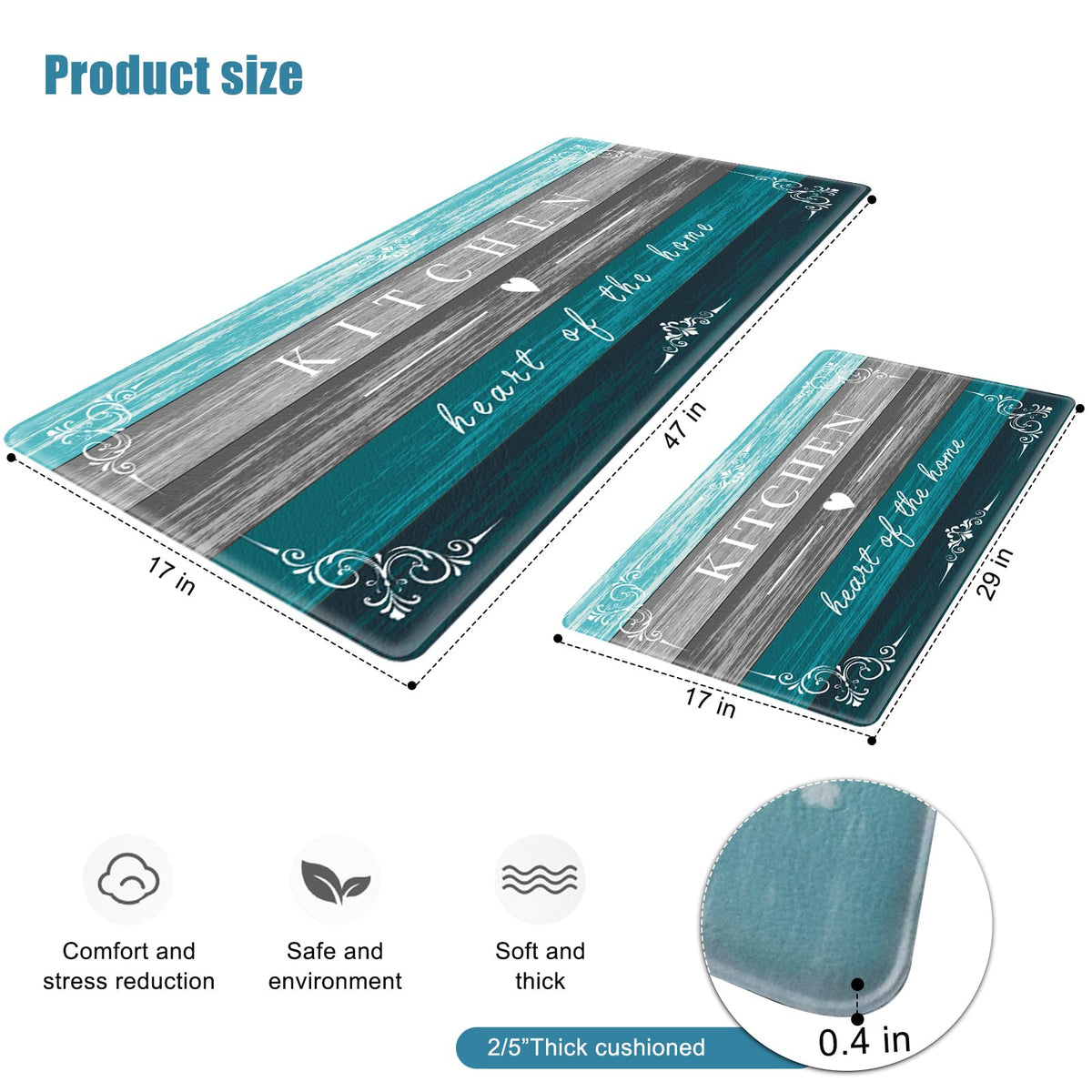 Sofort kitchen mat with non-slip back provides stable footing.