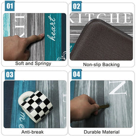 Sofort kitchen mat with waterproof surface resists spills and oils.