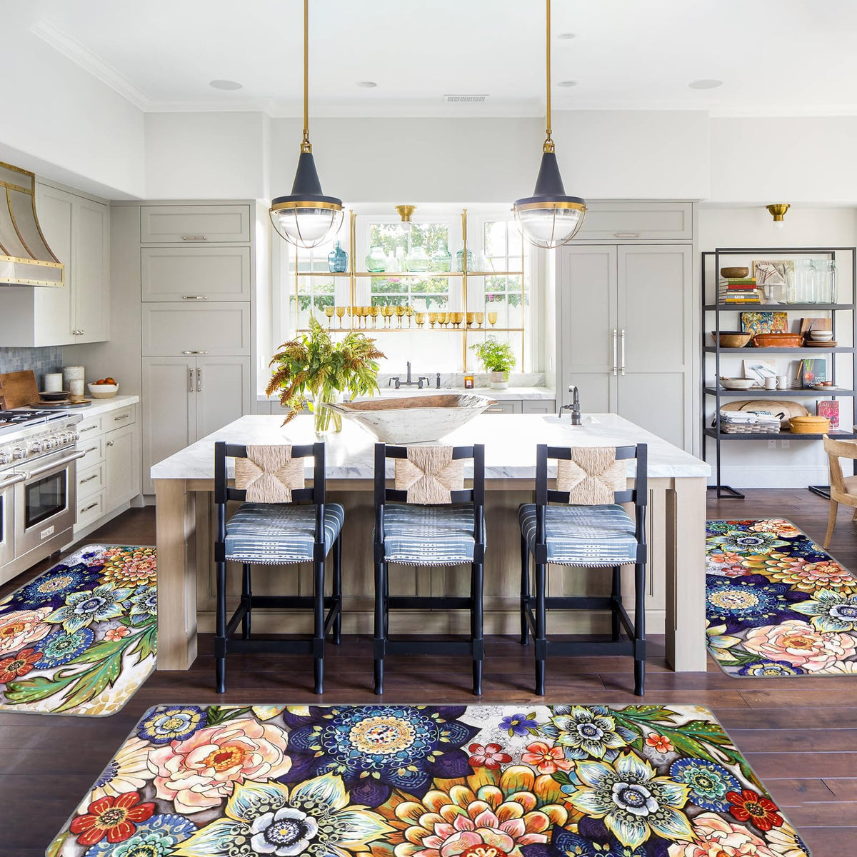 Sofort kitchen mats 3-piece set arranged as a colorful boho accent