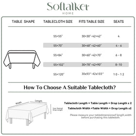 Softalker checkered tablecloth close-up shows linen-cotton blend and tassels