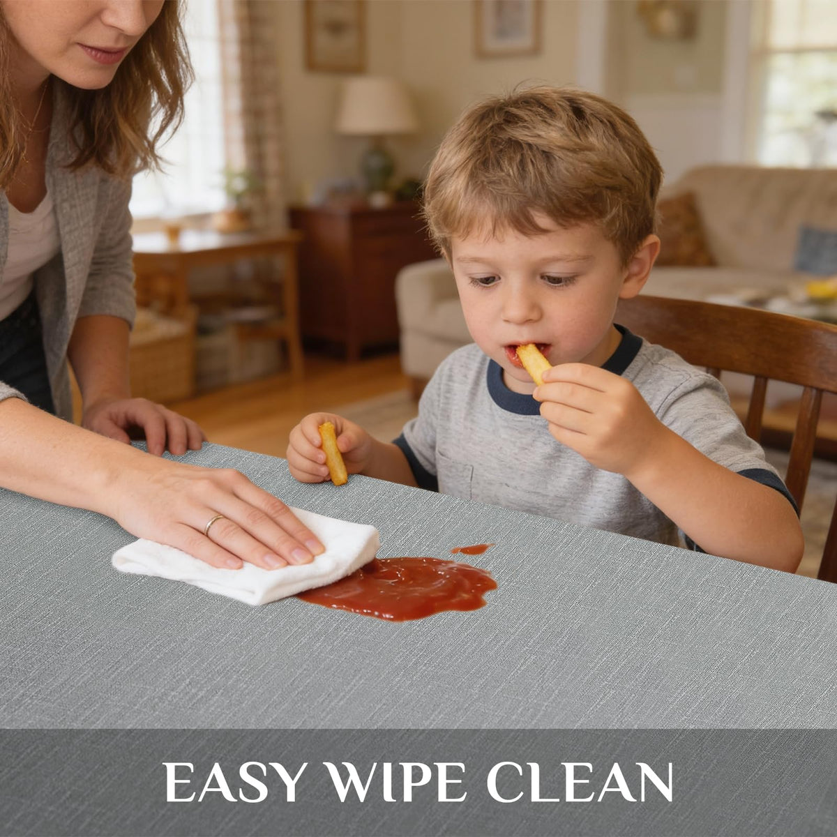 Softalker tablecloth on outdoor picnic table for mess-free meals