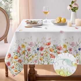 Softalker outdoor tablecloth with wildflower pattern for spring outdoor dining.