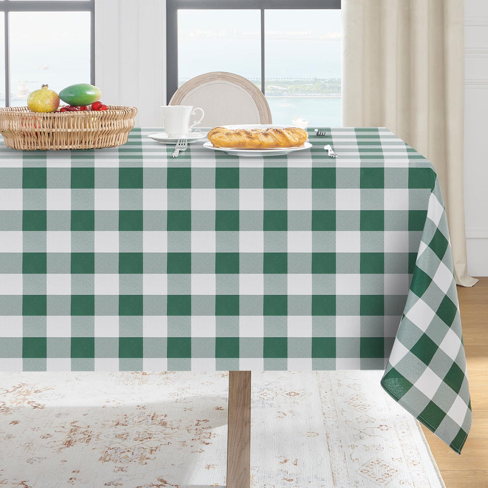 Softalker Spring Checkered Tablecloth close-up reveals soft, wrinkle-resistant fabric.