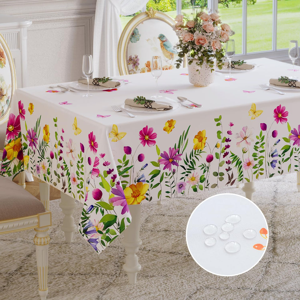 Softalker spring-pattern tablecloth with daffodils and butterflies for festive dining