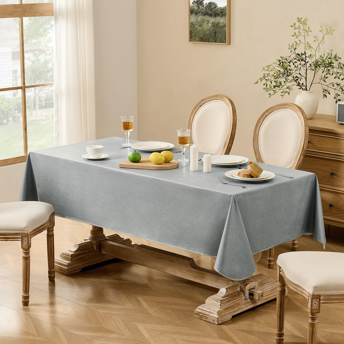 Softalker PVC tablecloth easy care—wipe, air dry; no machine wash