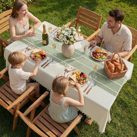 Softalker Sage Lines tablecloth with waterproof coating protecting the surface