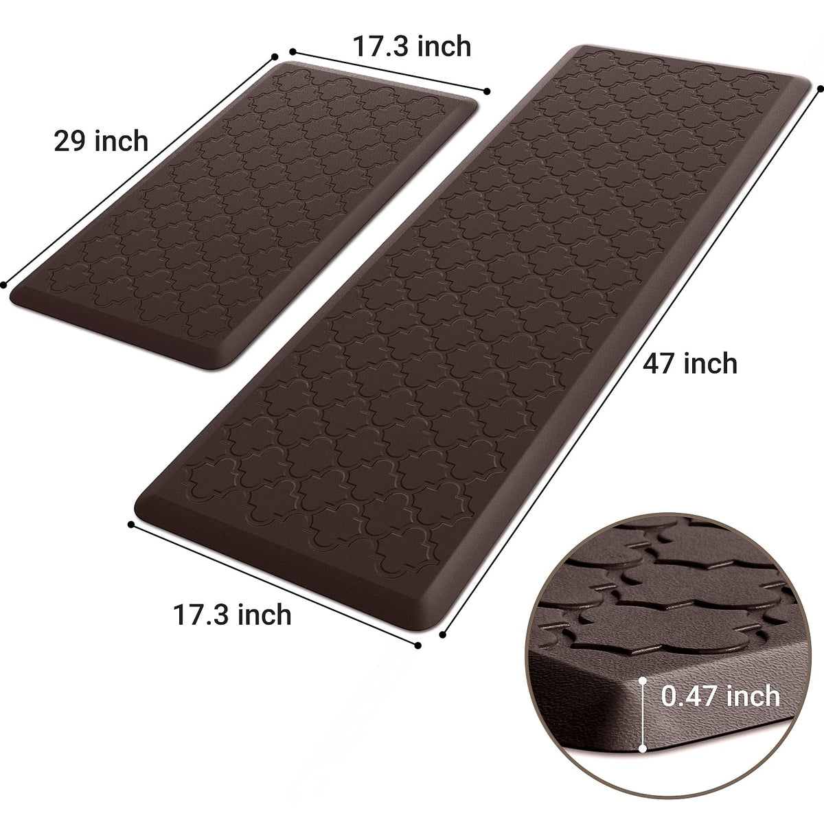 SoftDuo anti-fatigue kitchen mat chocolate reduces fatigue during long cooking sessions.