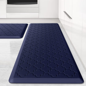 SoftDuo kitchen mat 2pc blue setup provides stable comfort during food prep