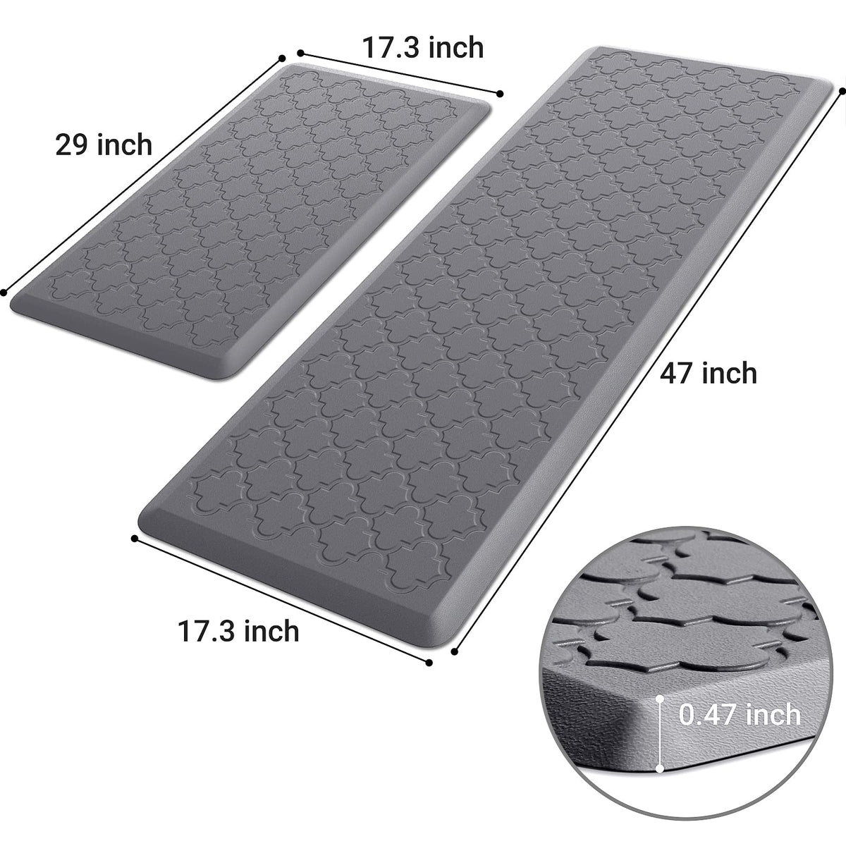 SoftDuo grey kitchen mat texture close-up showing embossed grip surface