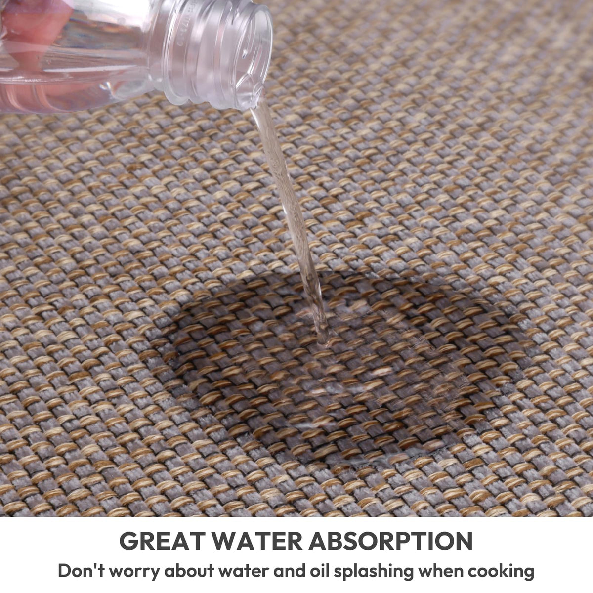 SoftDuo mat absorbs liquids quickly, helping keep cooking spaces tidy.