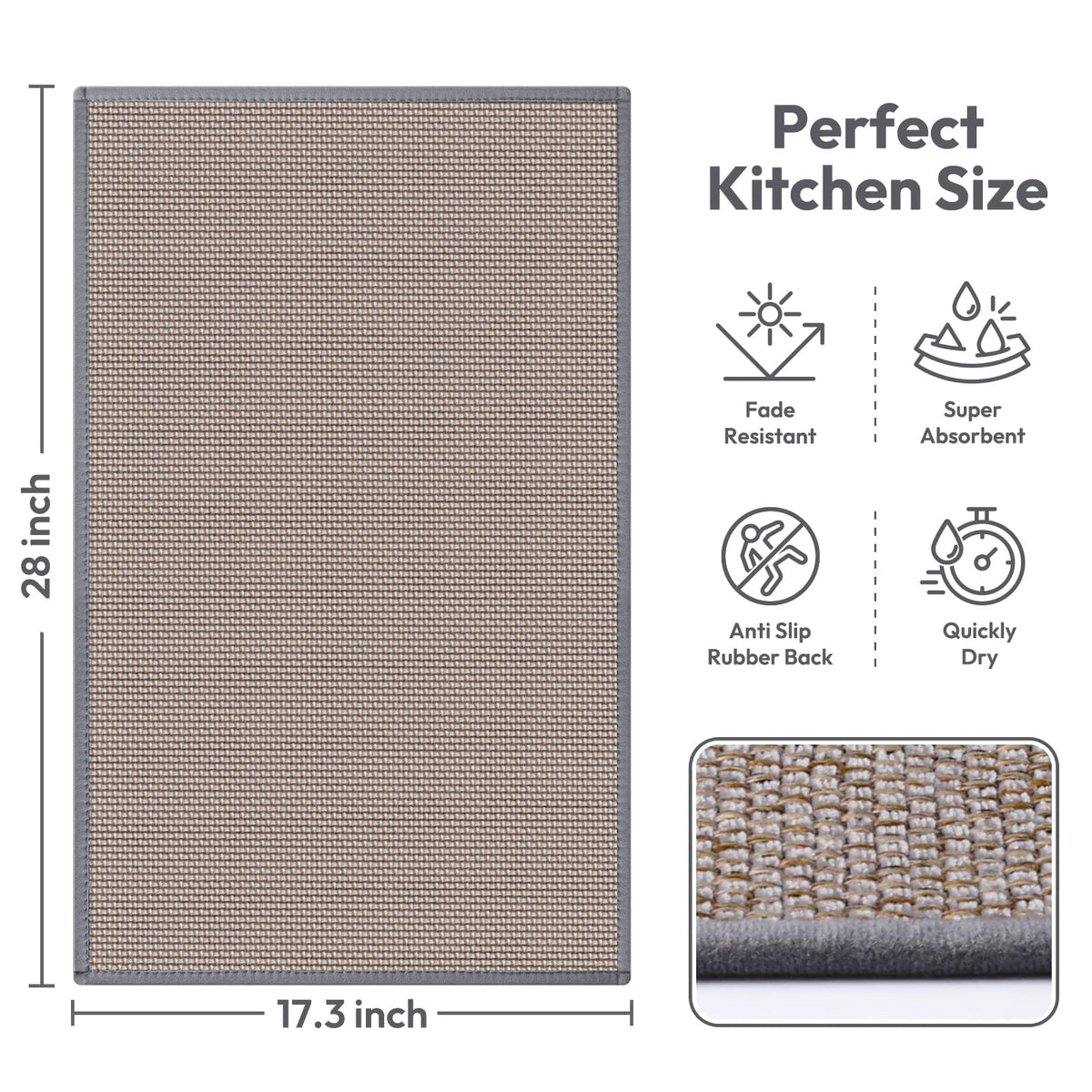 SoftDuo kitchen mat with rubber backing provides anti-slip safety on slick floors.