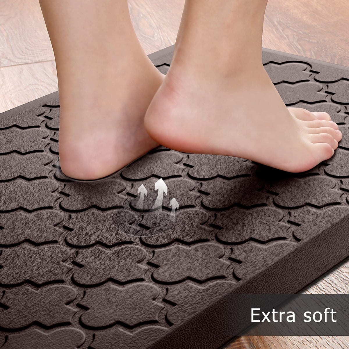 SoftDuo waterproof kitchen mat chocolate keeps floors clean and dry.