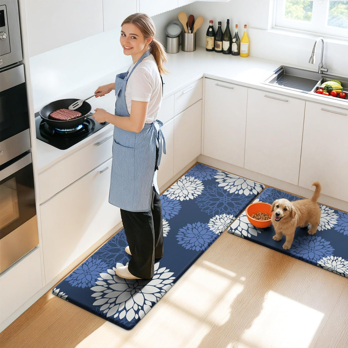 SofterCharm blue dahlia pattern adds modern style to any space.