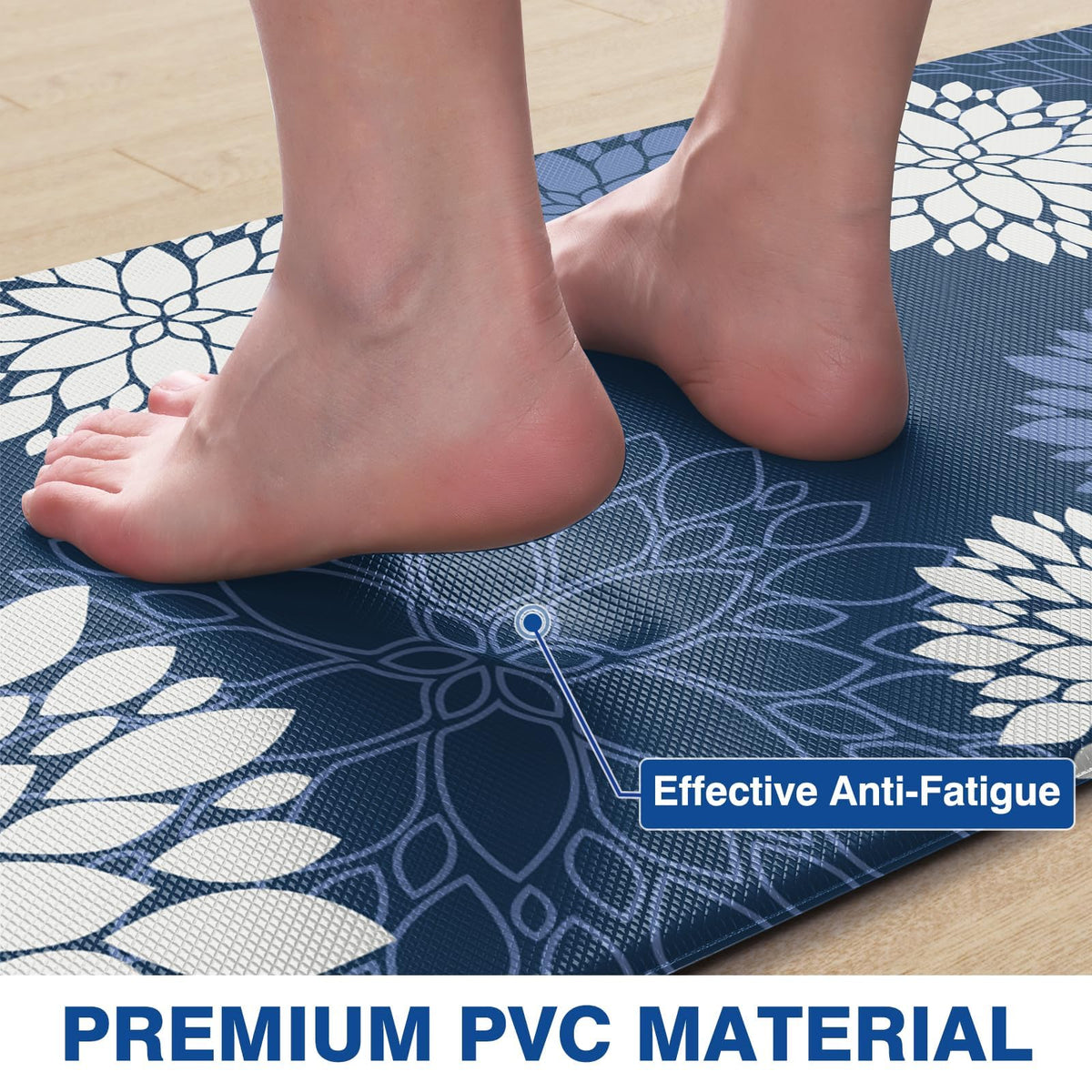 SofterCharm non-slip backing keeps the mat in place on smooth floors.