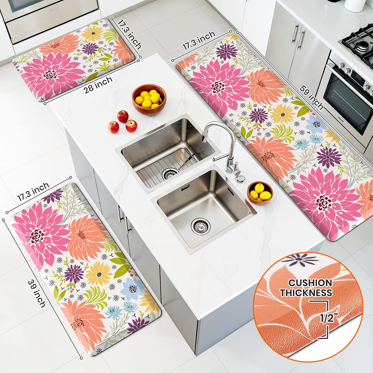 SofterCharm kitchen mat is waterproof and easy to wipe clean after spills