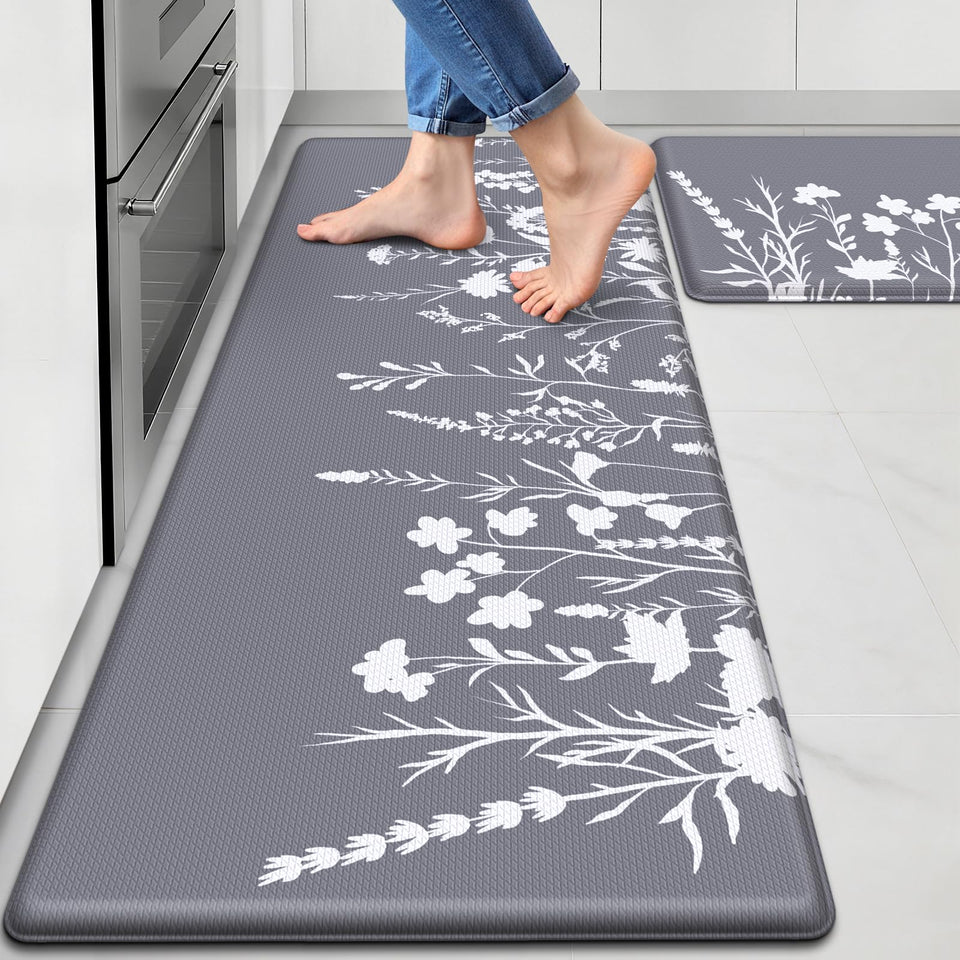 SofterCharm kitchen mats in front of the sink with cushioned comfort for standing tasks