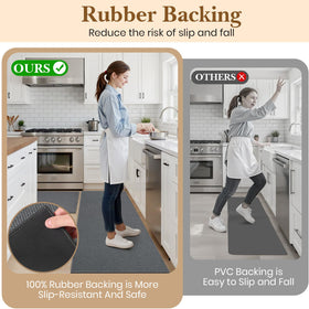 SofterCharm chenille rug, grey, absorbs spills and catches crumbs at the sink.