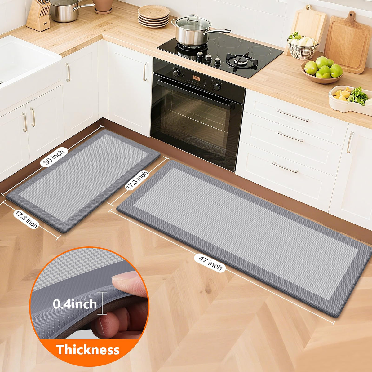 SofterCharm 47-inch grey mats, non-slip base for stability