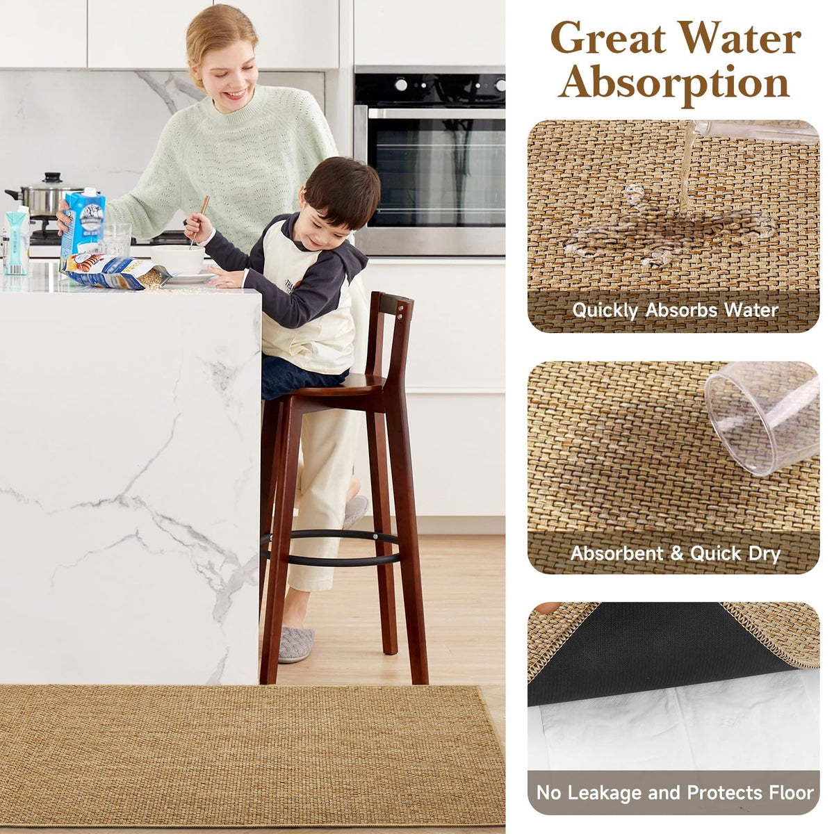 SofterCharm front-sink mat 20x47 provides wide coverage and cushioned comfort underfoot.
