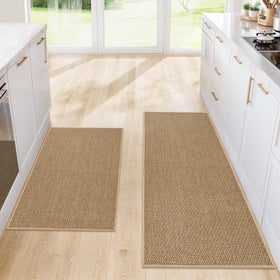 SofterCharm kitchen mat set in khaki offers flexible sizing for varied kitchen layouts with absorbent softness.