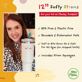 Softy Straws 12-inch Yeti tumbler straw, wide bore for smoothies and iced drinks.