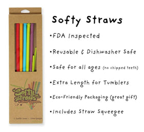 Softy Straws bite-friendly silicone helps protect teeth during casual beverages.