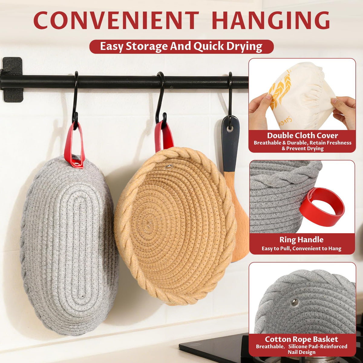 SOGOUMI machine washable baskets for quick cleanup after baking.