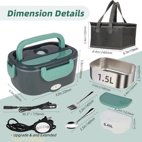 SOHIDA 1.5L stainless steel container holds a full adult meal