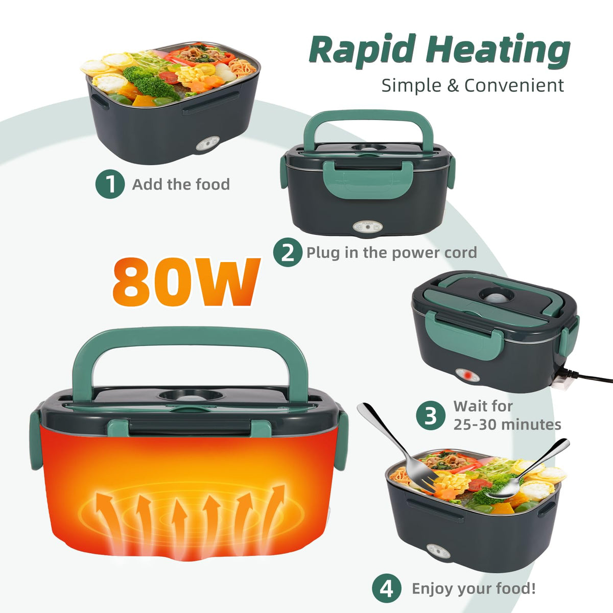 SOHIDA 80W rapid heating delivers hot meals quickly