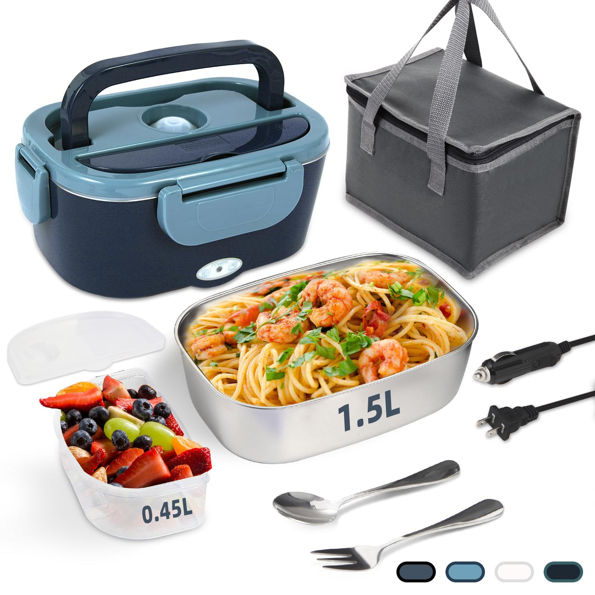 SOHIDA electric lunch box 1.5L stainless container keeps meals fresh on the go.