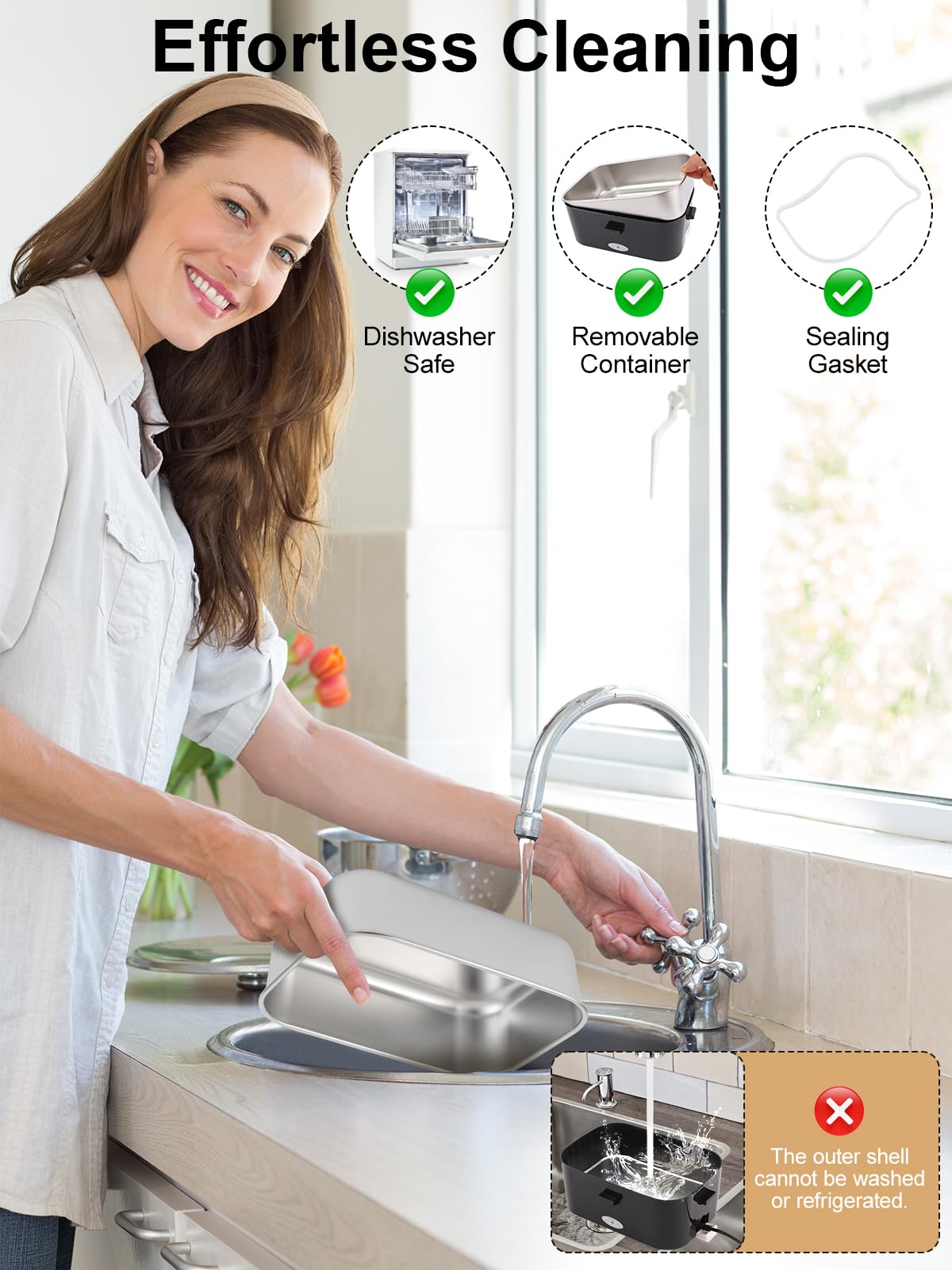 SOHIDA heated lunch box with dishwasher-safe containers for easy cleanup.