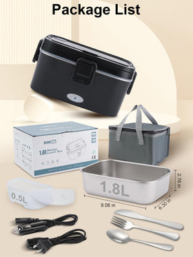 SOHIDA heated lunch box with a note about the one-year warranty.