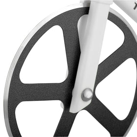SOHO Kitchen Tour de Pizza Cutter rear view highlights compact, easy-clean design for quick post-meal cleanup.