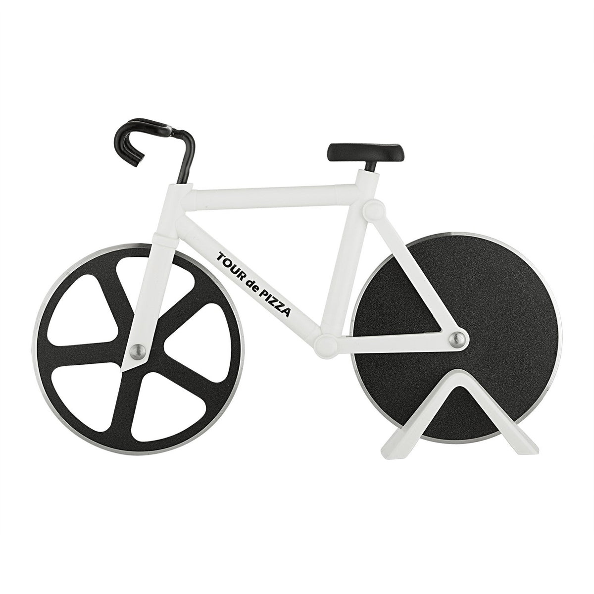 SOHO Kitchen Tour de Pizza Cutter side view shows bicycle silhouette, a playful gift idea.