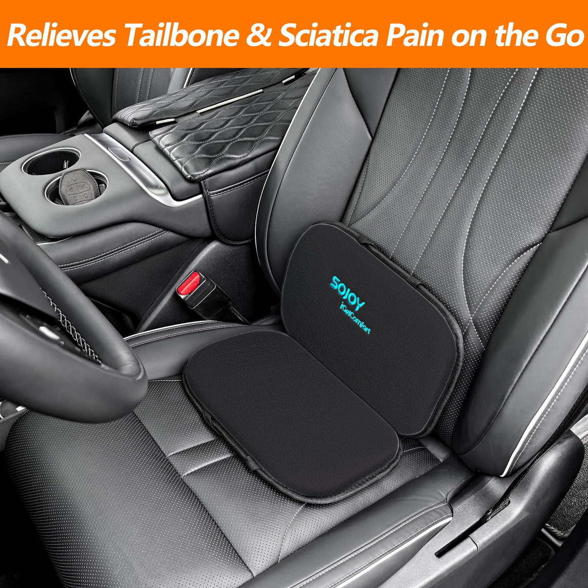 Sojoy iGelComfort tailbone-support angle highlights pressure-relief for upright seating
