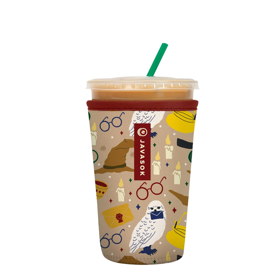 Sok It JavaSok Horcrux sleeve in hand keeps iced coffee cold and hands dry.